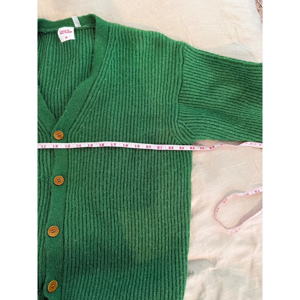 H&M Green Ribbed Button-Up Cardigan - Picture 2 of 7